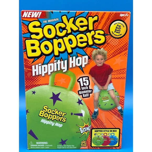 The Original Socker Boppers Hippity Hop 15" Inflatable Ball For Ages 3+Green and - Picture 2 of 5